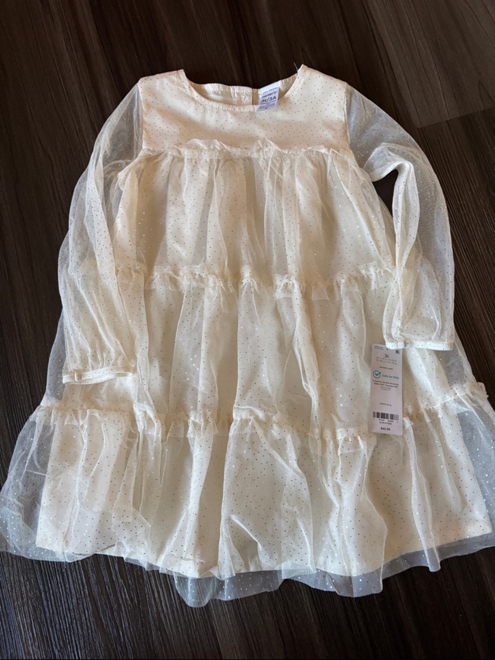 Carter's Ivory Tiered Tulle Dress with Sparkle Dots